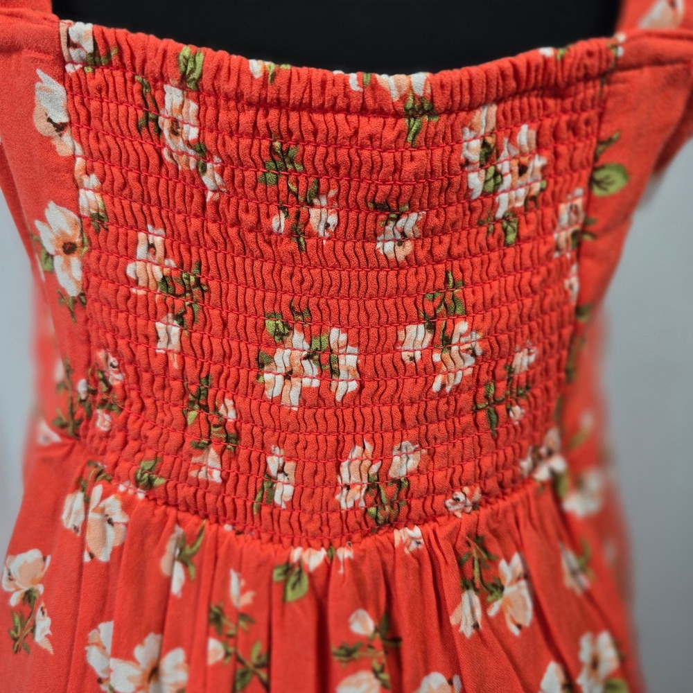Old Navy Floral Print Dress Woman Small Tall Smocked Sleeveless Babydoll Cottage - Picture 5 of 12